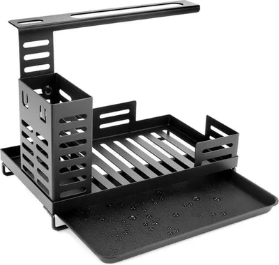 Produktbild von Azomor® Schwarze Spülbecken-Organizer mit Abtropfschale und verstellbarem Geschirrtuchhalter