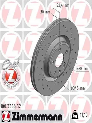 Immagine prodotto di 2x ZIMMERMANN 100.3356.52 Disco freno asse anteriore