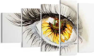 Produktbild von Bild auf Leinwand - Leinwandbild - Sonnenblume Auge Computer Blume - 100x60cm - Wand Bild - Wanddeko - Leinwanddruck - Bilder - Kunstdruck - Leinwand bilder - Wandkunst - EG100x60-3003