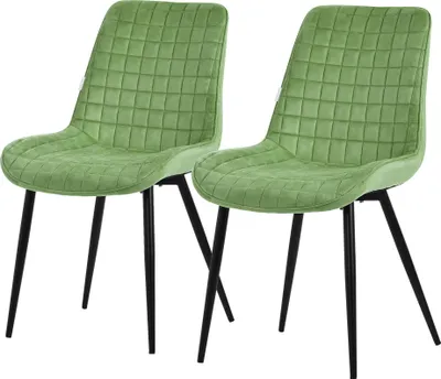 Obrázek produktu pro ML-Design sada 2 jídelních židlí, šalvěj, sametový sedák s černými kovovými nohami, kuchyňské židle s opěradlem