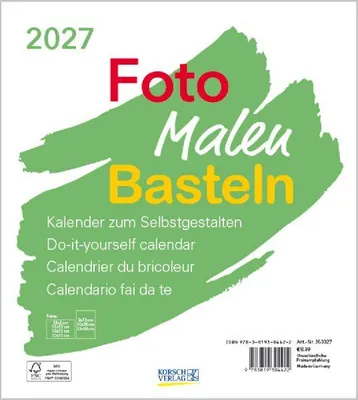 Produktbild von Foto-Malen-Basteln Bastelkalender weiß 2027