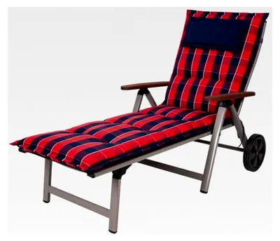Produktbild von Auflage für Rollliegen Rom rot-blau kariert Sitzpolster 195x60x9 cm (ohne Liege)