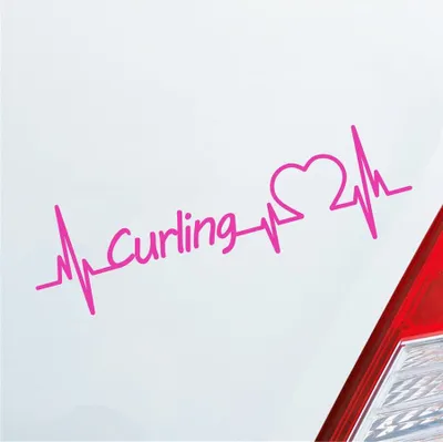 Produktbild von Auto Aufkleber Curling Herzschlag Wintersport Eis Team Sport Liebe 19x6 cm Pink Sticker Heckscheibenaufkleber