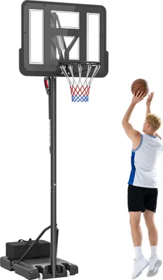 Produktbild von SPORTNOW Basketballkorb Outdoor, Verstellbare Korbhöhe 230-305 cm, Basketballständer mit 110 x 75 cm bruchsichere Rückwand mit Rädern