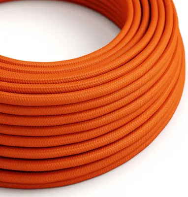 Immagine prodotto di Creative-Cables Cavo elettrico rivestito in tessuto, Arancione Fiamma RM15, 10 m, Sezione 2 x 0,75 mm², Rotondo, effetto seta
