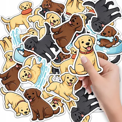 Obrázok produktu pre NÁLEPKY/ŠTÍTKY NA ZOŠITY, 10 ks - Zvieratá, pes, šteňa, labrador retriever