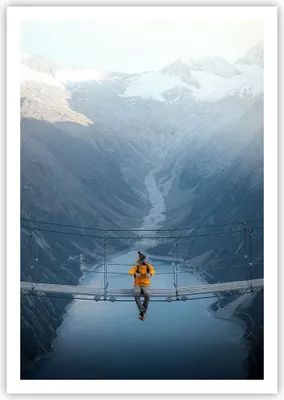 Produktbild von Poster - Poster ohne Rahmen - Berge Winter Brücke - 70x100 cm - Wand Bild - Wanddeko - Wandbilder - Kunstposter - Wandposter - Bilder - Kunstdruck - Wanddekoration - Wandbild - P2XPA70x100-5181