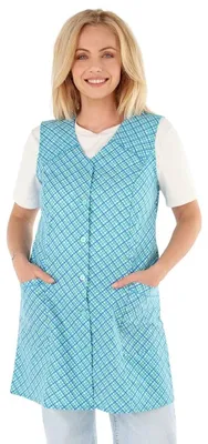 Imagen del producto de Elzusha - Delantal de cocina de algodón corto con 2 bolsillos