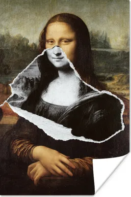 Produktbild von MuchoWow® Poster Mona Lisa - Schwarz und weiß - Da Vinci 120x180 cm - Kunstposter