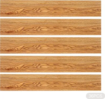 Produktbild von Bodenaufkleber, 36 Stück, modernes Holzmaserungsdesign, Braun