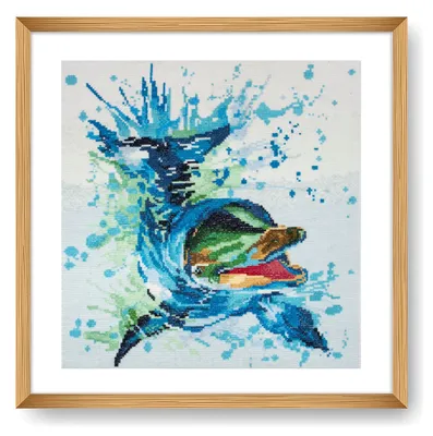 Kreuzstich-Set Delfin 36x36 cm – Stickerei für Erwachsene & Kinder