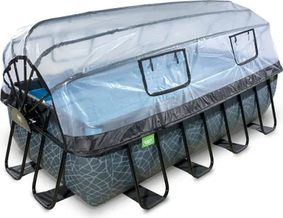Produktbild von EXIT Stone Pool 400x200x100cm mit Sandfilterpumpe und Abdeckung - grau