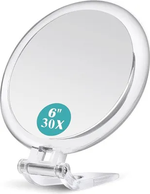 Produktbild von Famanu Handspiegel 30X - Faltbarer Reisemirror mit Doppeltem Fuß