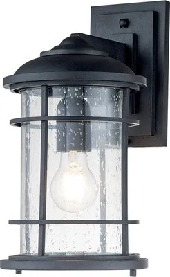 Produktbild von Wandlampe außen Aluminium Glas 35,2 cm hoch IP44 Schwarz E27 Maritim Außenleuchte Wand