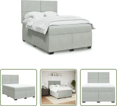 Produktbild von The Living Store Boxspringbett mit Matratze Hellgrau 140x190 cm Samt