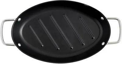 Produktbild von Orange85 Ovale Grillpfanne Barbecue Antihaft 32,5×20,5×3,5 cm Metall