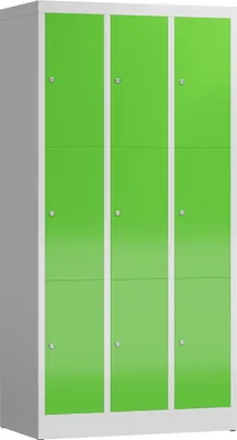 Produktbild von Schließfachschrank, Fächerschrank 9 Fächer Spind 180x90x50cm lichtgrau/gelbgrün X-520335