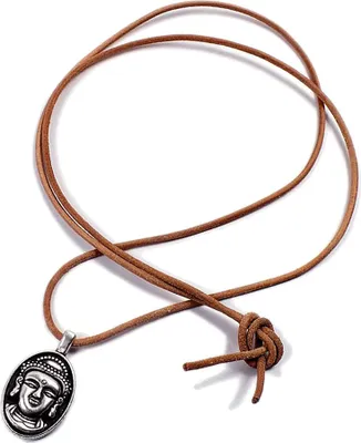 Produktbild von Minott Kette braunes Lederband zum verknoten mit Kleiner Buddha Anhänger 21376