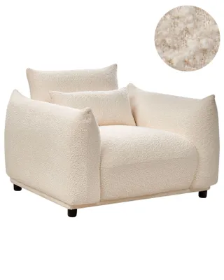 Obrázok produktu pre BELIANI Kreslo biele buklé čalúnenie čierne nohy s opierkami rúk a vankúšom retro glamour art deco štýl obývačka spálňa