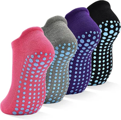 Obrázok produktu pre Protiskluzové ponožky dámske 35-43, 4 páry, pre jogu a pilates, optimálny grip