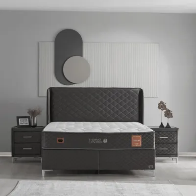 Produktbild von Bambi Boxspringbett 140x200 mit Bettkasten mit Matratzen Thermo Control Set Stauraum 7-Komfortzonen H3 (Anthrazit )