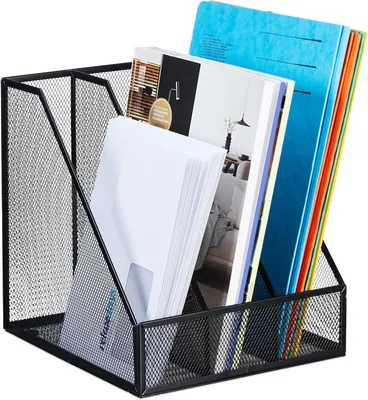 Productafbeelding van Tijdschriftencassette - A4 - 3 vakken - Modern - 26x24x26 cm - Kantoor & thuis - Magazinehouder staal - Zwart