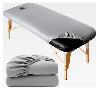 Produktbild von 2 Stück Spannbezug mit Loch für Massageliege, 70 x 190 cm, waschbar, mit Nasenschlitz, weicher, atmungsaktiver Überzug für Massageliegen, hautfreundlicher Kosmetikliege Bezug