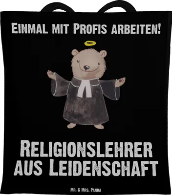 Produktbild von Mr. & Mrs. Panda Schultasche Religionslehrer Leidenschaft - Schwarz - Geschenk, Lustig, Jutebeutel, Witzig, Büchertasche, Grundschule, Laptoptasche, Tote Bag, Tasche