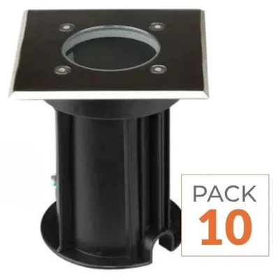 Produktbild von 10er-Pack – Quadratischer LED-Einbaustrahler für den Außenbereich, Schutzart IP65, für GU10-Lampen