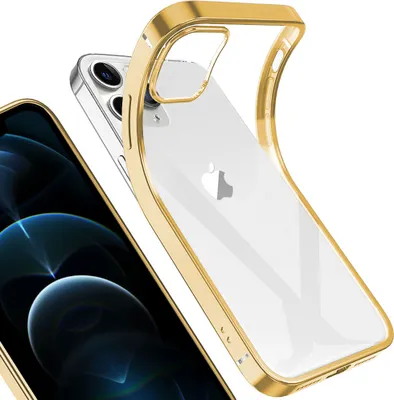 Image de coque pour iPhone 12 Pro Max, coque transparente en gel TPU silicone carrée pour iPhone 12 Pro Max Gold