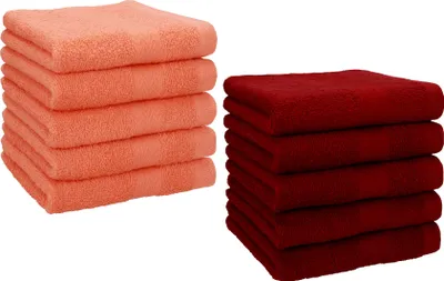 Produktbild von Betz 10 Stück Seiftücher 30x30 cm PREMIUM 100% Baumwolle Farbe: blutorange und rubinrot