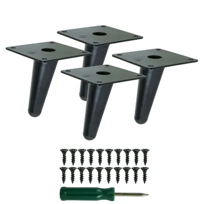 Produktbild von Schräg stehende Stahlbeine 10 cm, Set mit Schrauben, schwarz, 4 Stück