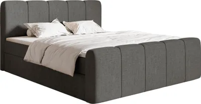 Produktbild von Selsey Cloudy II - Boxspringbett 140x200 cm, mit Bettkästen und Topper, Chenille Dunkelgrau