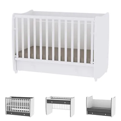 Produktbild von Lorelli Babybett Dream 70 x 140 cm umbaubar Kinderbett Schaukelbett Schreibtisch in weiß