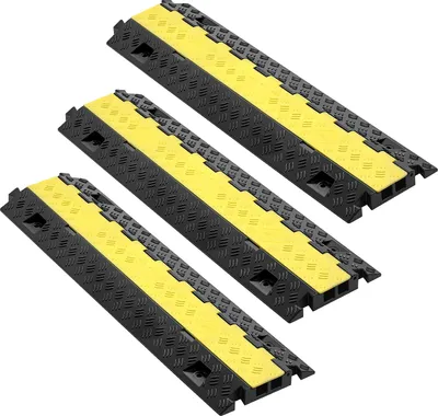 Immagine prodotto di SucceBuy Ponte portacavi da 940 mm, carico per asse di 9979 kg, protezione per cavi a 2 canali (31x28 mm) in TPU, protezione antinfortunistica, copertura del pavimento per aree di soglia, casa, ufficio, magazzino, set da 3