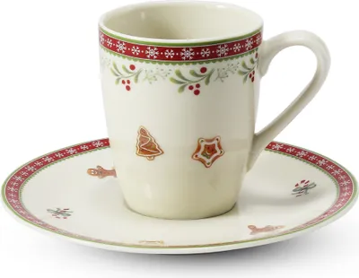 Zdjęcie produktu dla Filiżanka ze spodkiem, świąteczna porcelana, piernik, 0,09 l, Leander