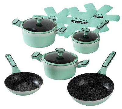 Produktbild von STONELINE® Kochgeschirr-Set 11-teilig 18/20/24 Mint | mit Deckeln