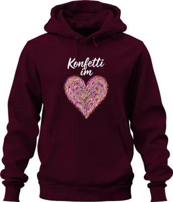 Produktbild von Konfetti Herz bunt Liebe Party Geburtstag Geschenk Valentinstag Uni Hoodie Kapuzenpullover, Burgundy, 3XL