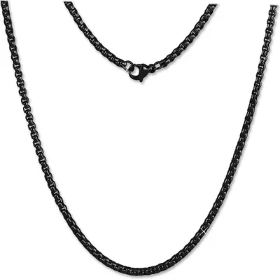 Produktbild von Amello Ankerkette Edelstahl Damen Coin Kette Halsschmuck 80cm schwarz ESC102S