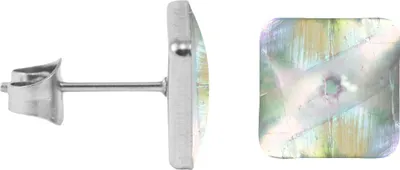 Produktbild von Chirurgenstahl Ohrstecker Perlmutt Quadrat Farbe - Weiß