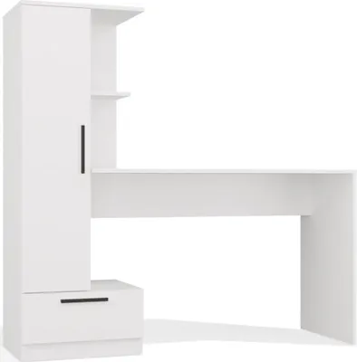 Immagine prodotto di BDW, scrivania con ripiano, 143×140×50 cm, cassetto, Cosmo, bianco