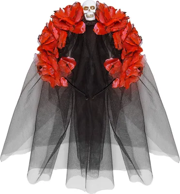 Obrázek produktu pro Závoj červené růže s lebkou - Halloween