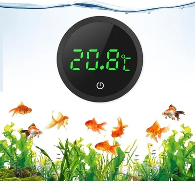 Produktbild von Digitale Aquarienthermometer – LED-Anzeige – Aufklebbar – 0 bis 60 °C – für Süß- und Meerwasser – schwarz