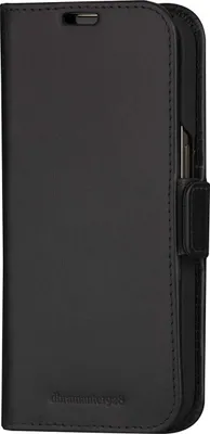 Immagine prodotto di DBRAMANTE1928, Custodia a portafoglio in pelle per iPhone 15 con funzione di supporto, chiusura magnetica, nera