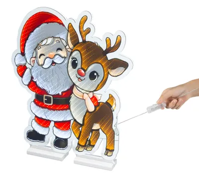 Productafbeelding van LED-figuur van een kerstman en een rendier, 57 cm, Kaemingk
