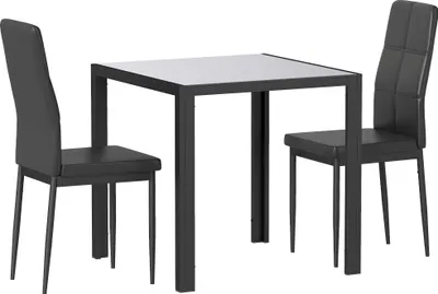 Produktbild von Essgruppe Esstisch mit 2 Stühlen Platzsparend Esszimmergruppe Sitzgruppe Schwarz
