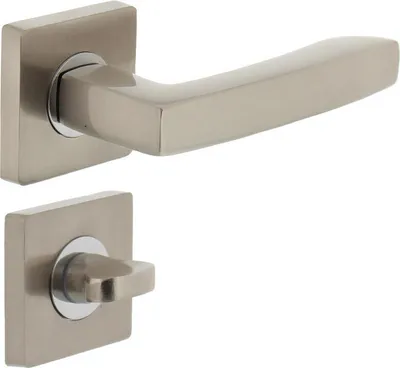 Produktbild von Türklinke Dean Rosette mit Riegel Nickel matt
