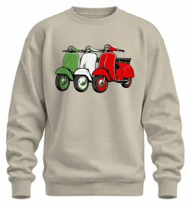 Produktbild von Italien Retro Roller Flagge Scooter Vintage Stil Lifestyle Sweatshirt Pullover, Natur, XXL