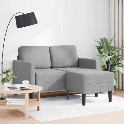 Image de vidaXL Canapé 2 places avec chaise longue en L gris clair 125 cm Tissu