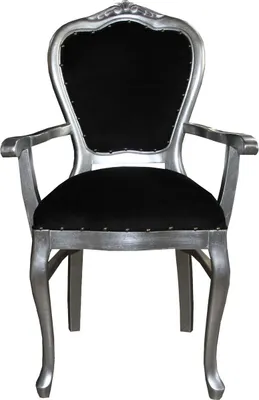Produktbild von Casa Padrino Barock Luxus Esszimmer Stuhl mit Armlehnen Schwarz / Silber - Möbel - Limited Edition